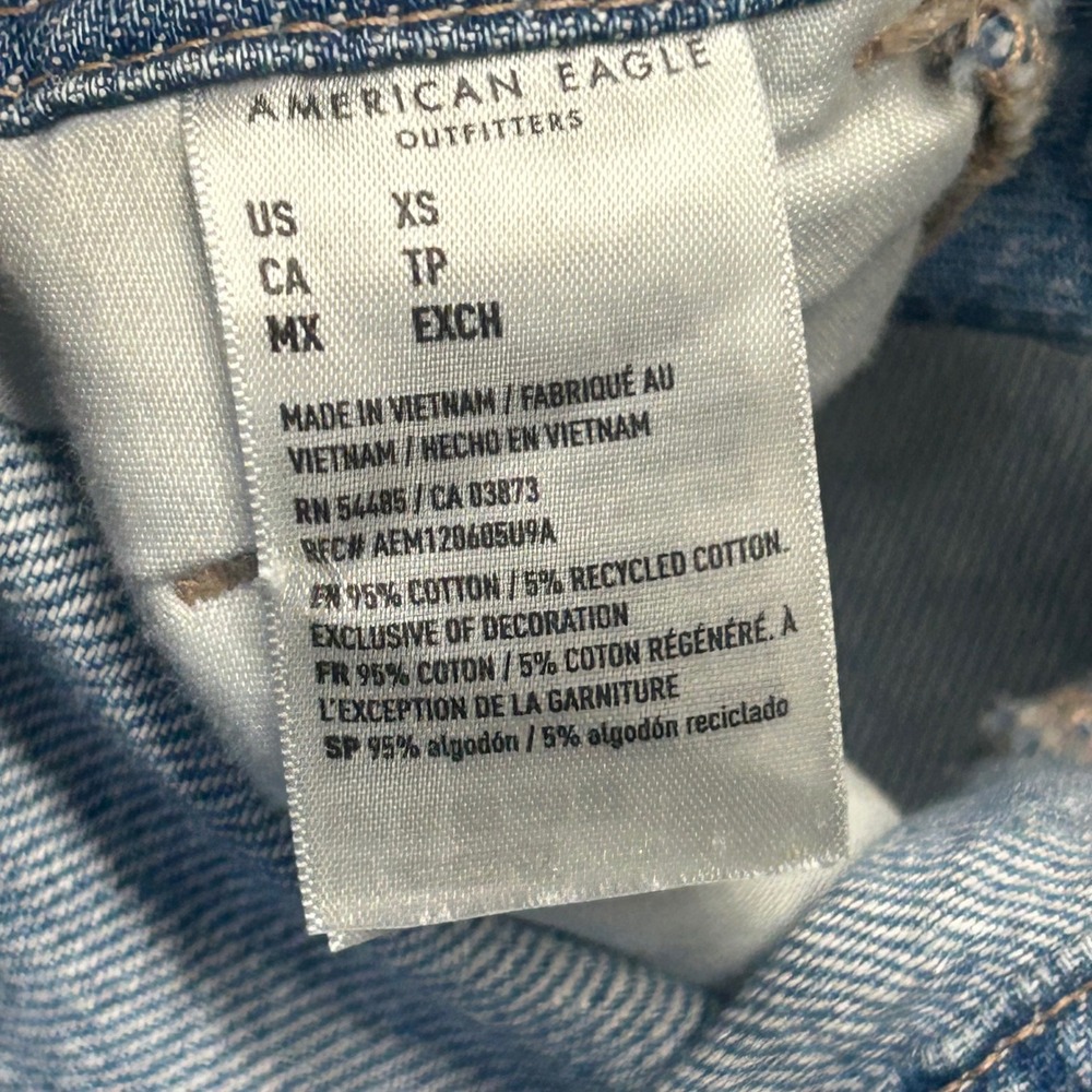 American Eagle Classic Overall Light Wash Denim Women XS Blue Cotton Blend - Picture 5 of 12